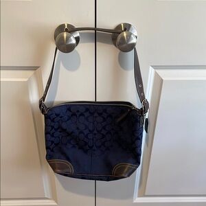 Coach Navy and Brown Shoulder Bag